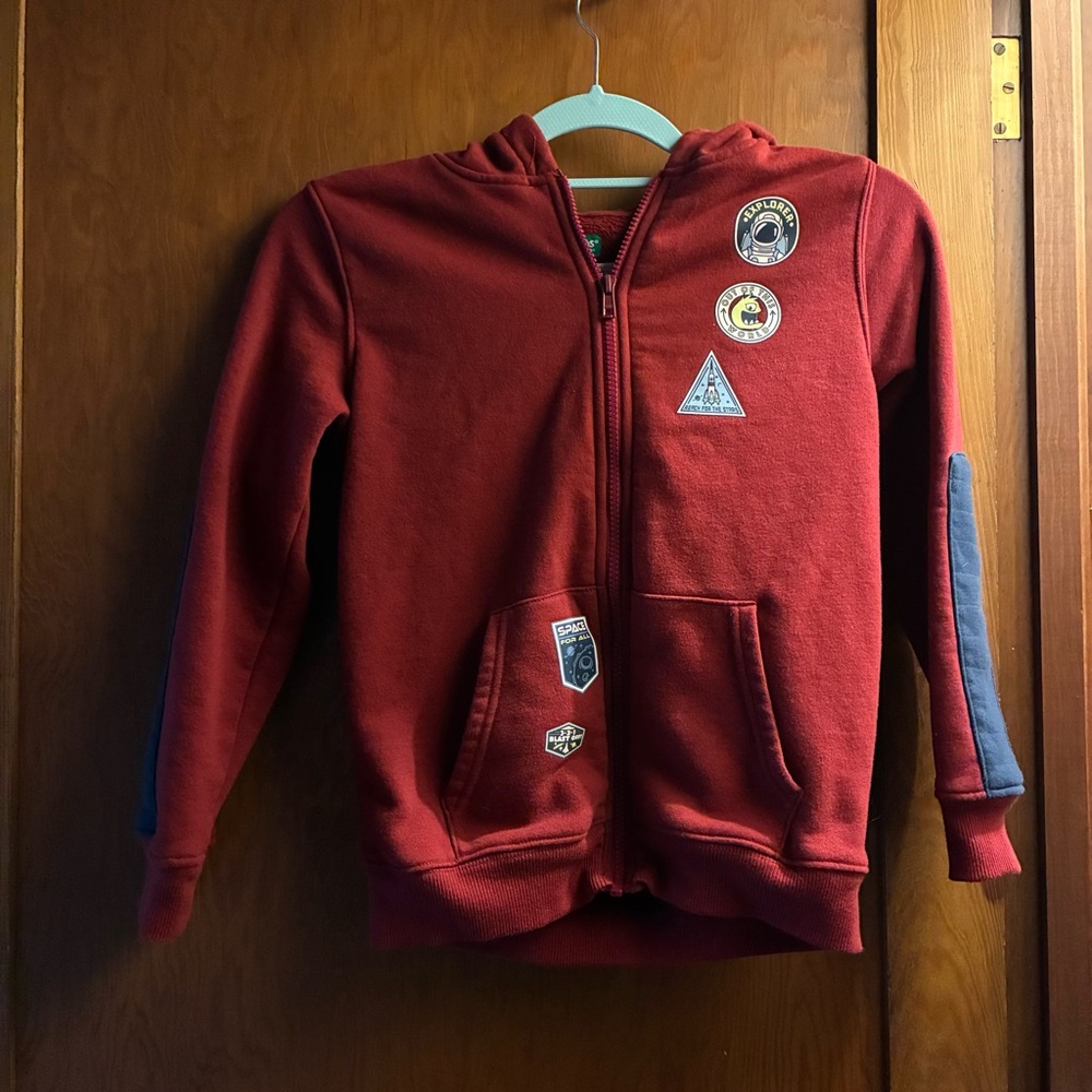 365 Kids by Garanimals Red Zip Hoodie with Built-In Mask Size 10